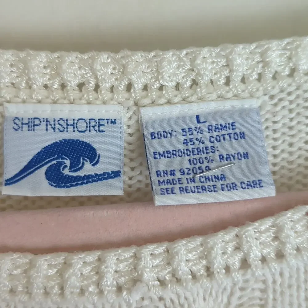 Vintage Cottagecore Cable Knit Embroidered Sweater Women's Oversized Large